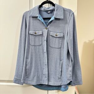 Lands' End Blue Herringbone Shirt Jacket